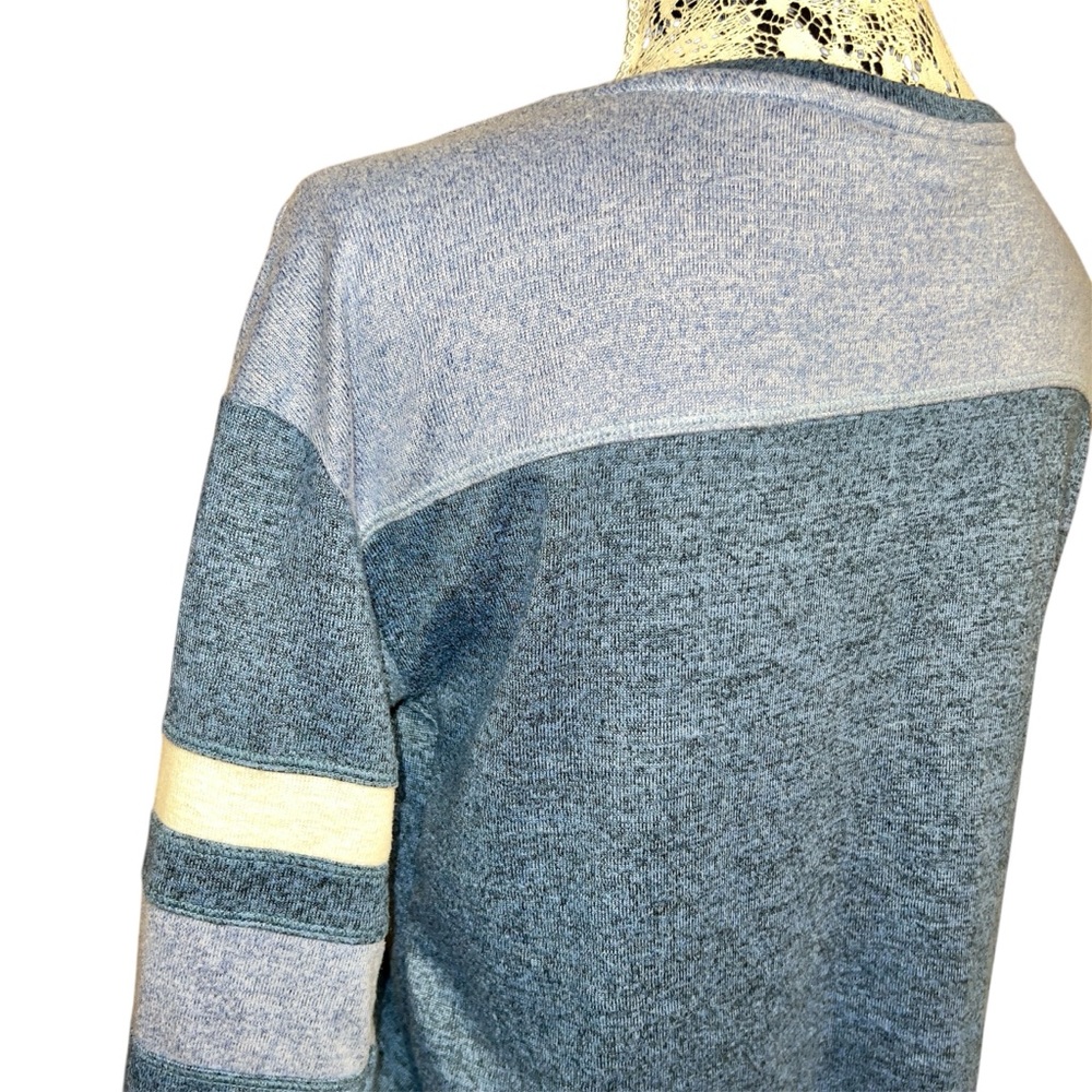 Long Sleeve Cotton Pullover Shirt Women’s Size Small Striped Sleeves Colorblock - Picture 5 of 9